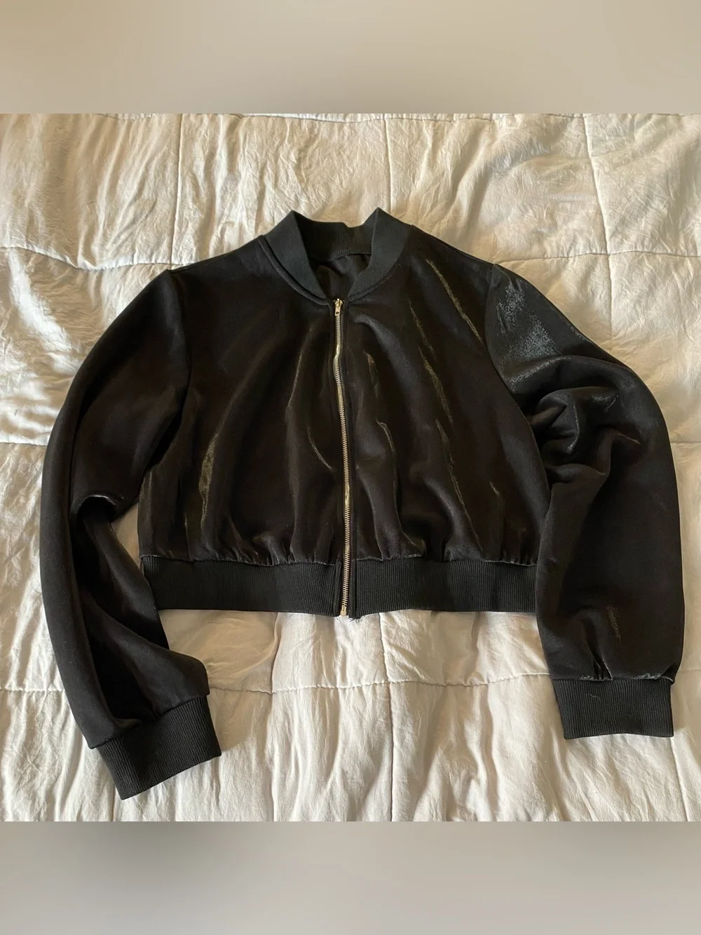SHEIN Black Cropped Bomber Jacket